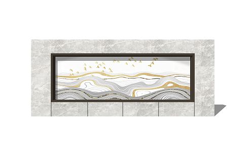 New Chinese Style Landscape Wall Landscape Wall Zen Landscape Wall 3d model