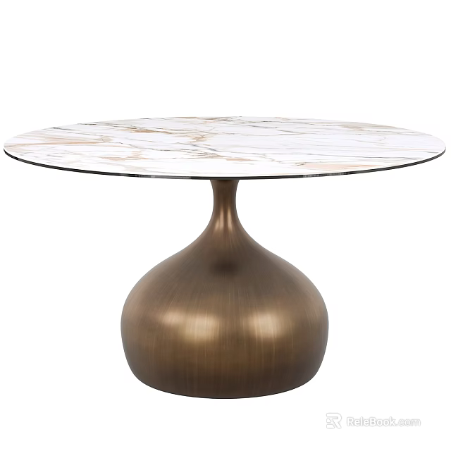 Elegant Round Coffee Table With White Marble Top And Brass Pedestal Base Design 3d model 