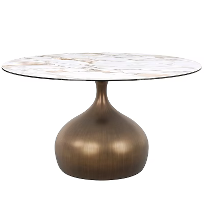 Elegant Round Coffee Table With White Marble Top And Brass Pedestal Base Design 3d model