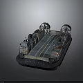 Modern Hovercraft With Large Propellers And Metal Deck Structure Design 3d model