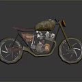 Vintage Rustic Motorcycle With Red Seat Orange Headlight And Black Wheels