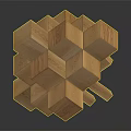 Wooden Doll Crafted From Interlocking Blocks Featuring Intricate Cubic Structure On Dark Background 3d model