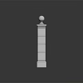 Architectural Wrought Iron Gate With White Pillars Top Spheres And Decorative Patterns