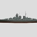 Detailed Military Warship 3D Model With Turrets Mast And Deck Structures