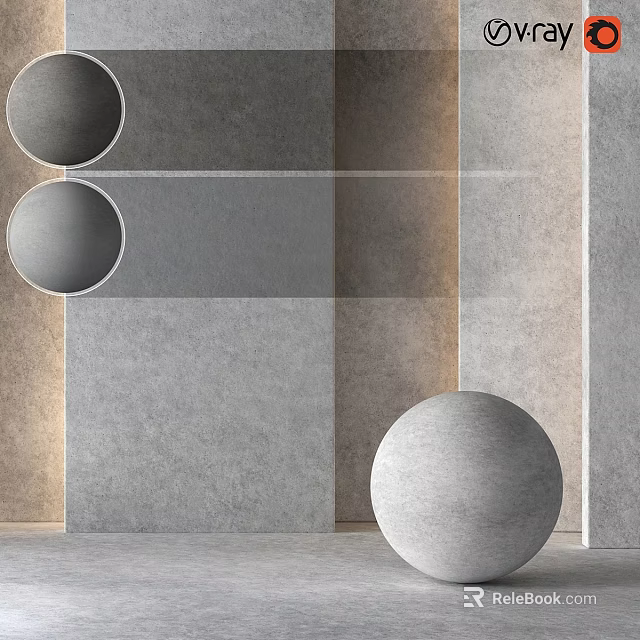 Modern Decorative Components With Gray Spherical Shapes And Textured Wall Panels 3d model