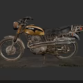 Vintage Kawasaki Motorcycle With Gold And Black Classic Retro Design