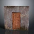 Vintage Wooden Door Set Against Old Weathered Wall With Rustic Texture