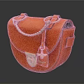 Orange Leather Saddle Bag With Metal Chain Lock Clasp And Textured Surface Design