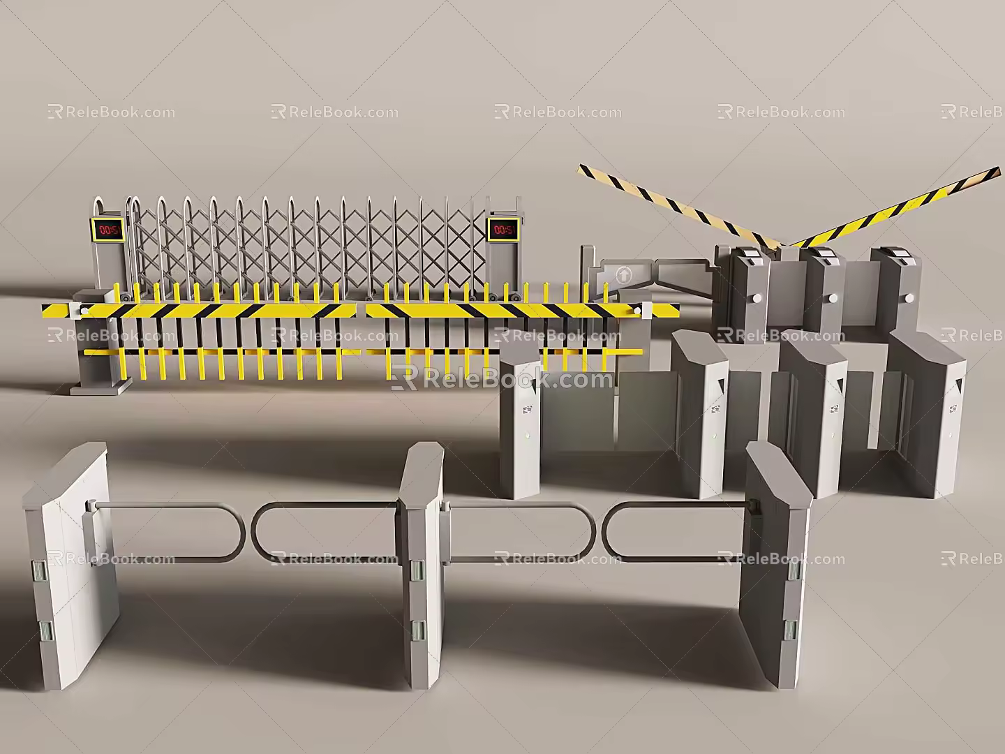 Automatic gate railing 3d model