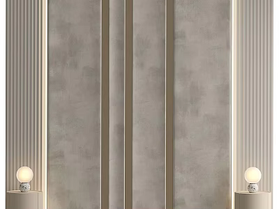 Elegant Modern Double Bed Bedroom Interior with Gray Accent Wall and Wall Lamps 3d model