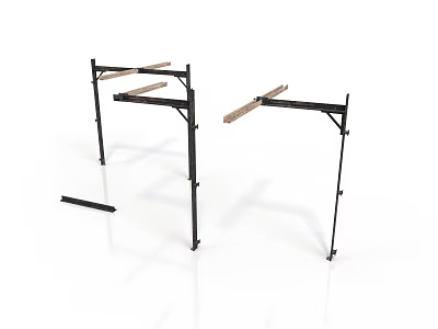 Black Metal Shelf Set with Wooden Boards for Home Storage and Organization 3d model