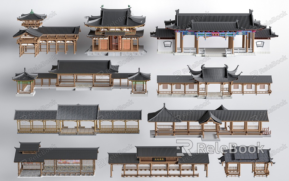 New Chinese Style Landscape Corridor Landscape Corridor Chinese Style Corridor Chinese Style Pavilion model