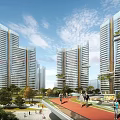 Aerial Planning For Modern Urban Development With High Rise Buildings Green Spaces And Roads