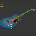 Turquoise Electric Guitar Daily Life Musical Instrument With Orange Edge Black Panel And White Knobs