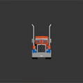 Orange and Blue Semi Truck 3D Model with Shiny Exterior and Cab Design