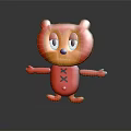 Red Cartoon Bear Game And Movie Character With Orange Face Purple Nose And Arms Outstretched