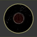 Dark Red Wooden Barrel Household Item With Black Circular Base And Gold Rim