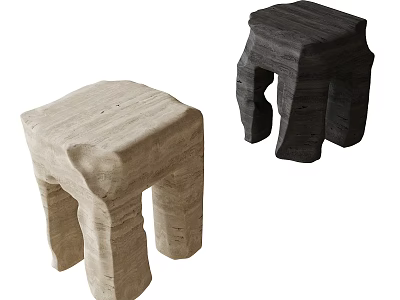 Modern Concrete Light and Dark Colored Elephant Leg Design Stools for Home Decor 3d model