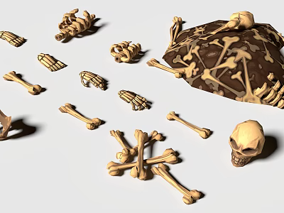 Decorative Ornament Set With Skull Bones And Turtle Shell Skeleton Decorations 3d model