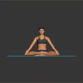 Woman Practicing Yoga in Lotus Position on Blue Mat with Sport Bra and Gray Background