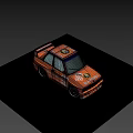 Orange Two Door Race Car With Extramaster Stickers And Golden Alloy Rims