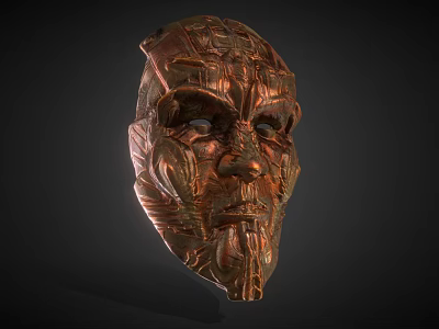 Modern Mask Ancient Cyber Man Warrior Mask Golden Mask 3d model