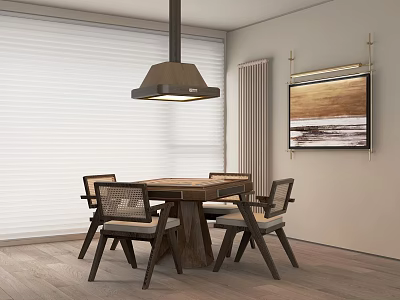 Ancient Mahjong Table and Chair Radiators Hanging Paintings 3d model