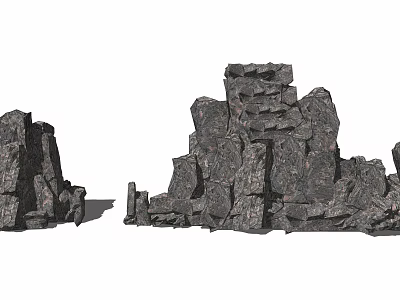 Natural Stone Garden Ornaments With Stacked Rock Structures And Textured Surfaces 3d model
