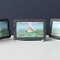 Public Facility Tower Displayed on Three Tablet Screens With Outdoor Scene 3d model