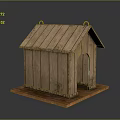 Wooden Dog House Structure With Sloped Roof Wooden Planks And Platform Base