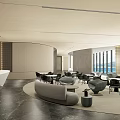 Modern Hotel Lobby Interior Featuring Spacious Sofas Armchairs And Floor to Ceiling Windows 3d model