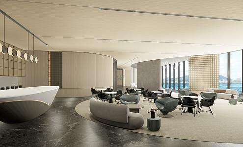 Modern Hall Hotel Restaurant 3d model