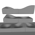 Gray Sectional Sofa With Wavy Design And Smooth Curved Sections 3d model