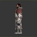 A Bearded Man Wearing Red And Purple Argyle Coat Red Vest Black Pants White Shoes