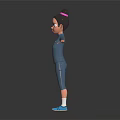 Cute 3D Character With Pink Glasses Blue Jumpsuit LOVE Lettering Arms Outstretched