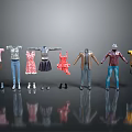 Fashionable Clothing Collection With Dresses Tops Pants Jackets And Mannequins
