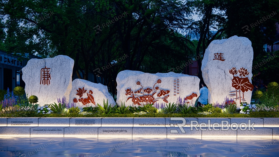 Modern City Sculpture Clean and Clear Sculpture Lotus Lotus Leaf Silhouette Civilized City Stone Sculpture Sculpture Creation Outdoor Cultural Sculpture model