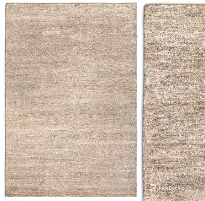 Minimalist Square Carpet With Beige Soft Texture And Light Brown Woven Pattern 3d model 