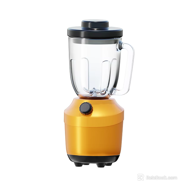 Electric Blender With Golden Base Transparent Cup And Black Lid For Home Use 3d model 