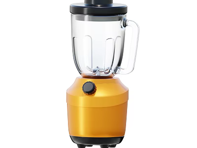 Electric Blender With Golden Base Transparent Cup And Black Lid For Home Use 3d model