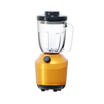 Electric Blender With Golden Base Transparent Cup And Black Lid For Home Use 3d model