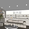 Modern Entertainment Room With Light Sofa White Coffee Table Wooden Flooring Bookshelves And Recessed Lights