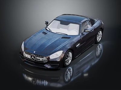 Sleek Black Mercedes Sports Car With Glossy Exterior And Reflective Surface 3d model