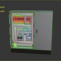 Electrical Distribution Box With Metal Enclosure And Orange Circuit Breakers
