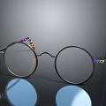 Stylish Round Lens Glasses With Black Frames And Colorful Temple Arms