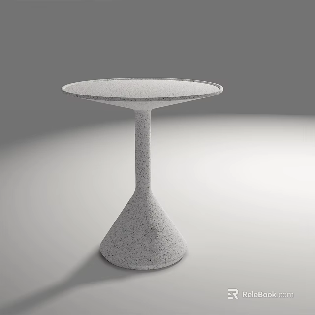 Modern Textured Concrete Side Table With Round Top And Conical Base 3d model