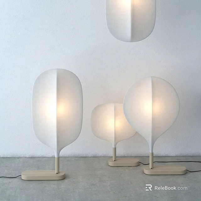 Leaf Shaped Table Lamps With White Fabric Shades And Wooden Bases For Modern Home Decor 3d model 