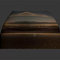 Futuristic Desert Base Entrance With Glowing Blue Circular Gate Rocky Terrain And Sunset Sky