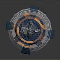 Futuristic Weapon Cylinder Shaped Design With Blue Glowing Core And Cracked Texture