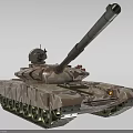 Military Armored Tank Featuring Camouflage Paint Long Cannon Turret And Tracks